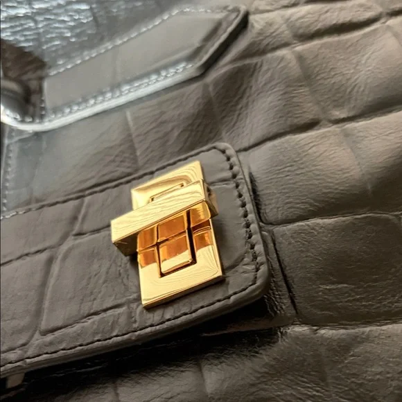 A. Bellucci italian leather Black Crocodile-Embossed Women's satchel. - Picture 6 of 11